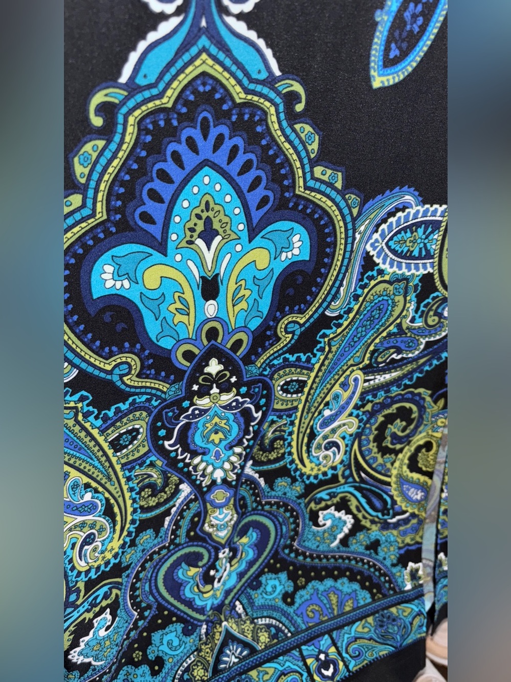 Catherines 1x Black Maxi Dress with Teal and Lime Paisley Accents - Picture 5 of 5